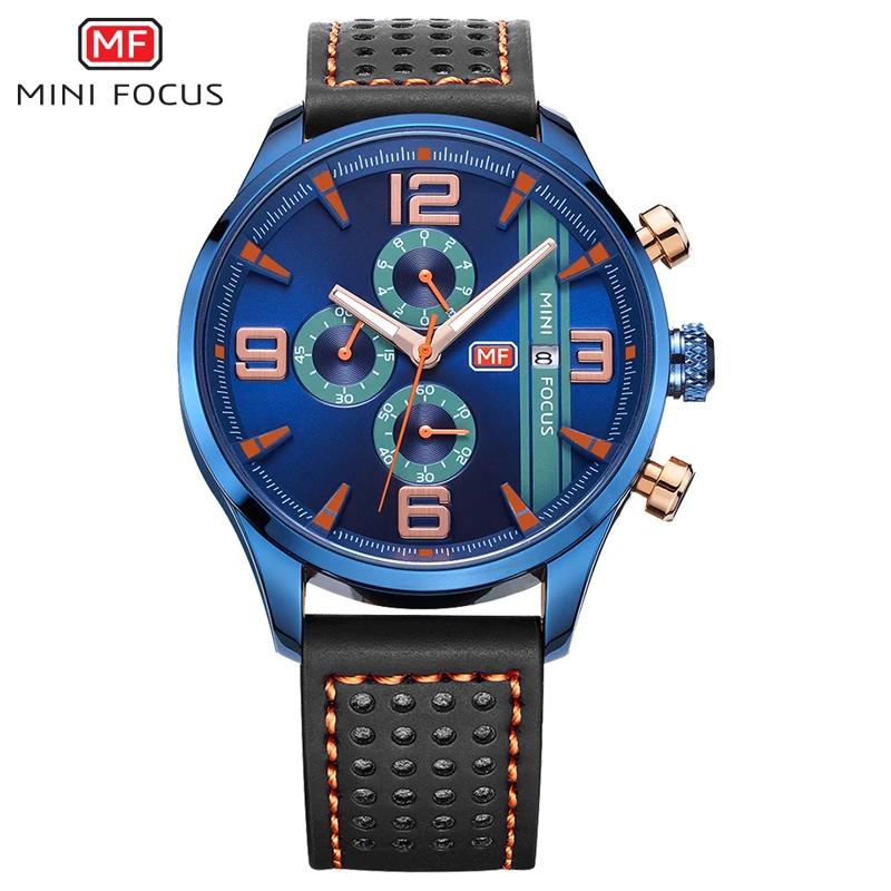 

MINI FOCUS Sports Watch Men Waterproof Wristwatch Mens Quartz Men's Watches Leather Strap Men's Watches Luxury Brand Calendar