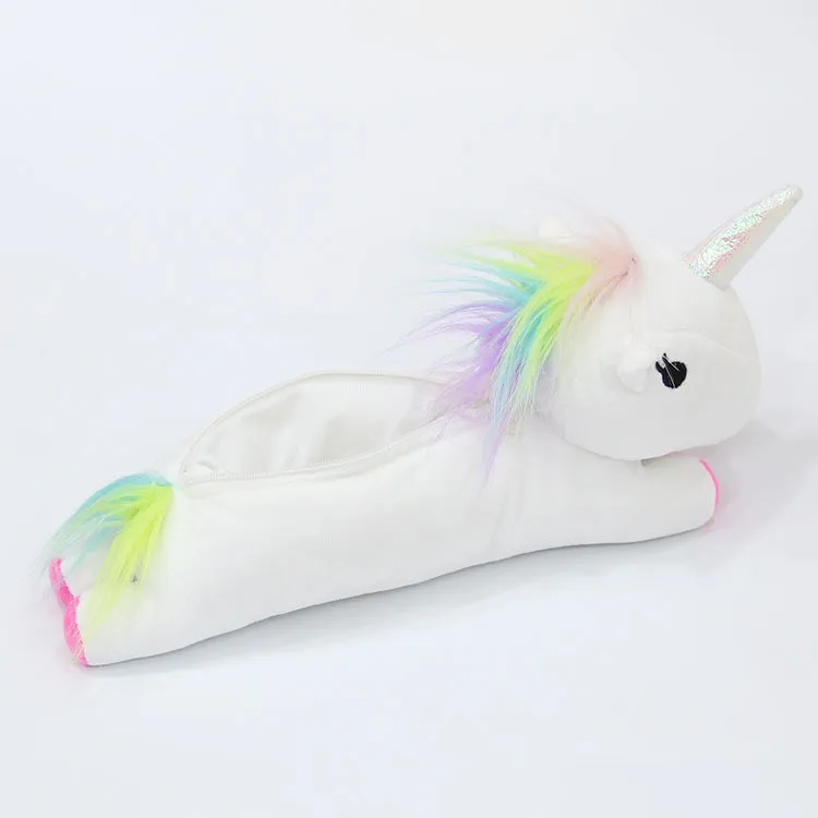 1pcs Animals Stuffed Cartoon Unicorn Horse Creative Colorful Soft Students Lovely Plush Purses Coin Bag Pen Pencil Case Pen Bag