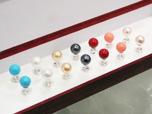 

7pairs! wholesale beautiful gift 8mm shell pearl stud Earring