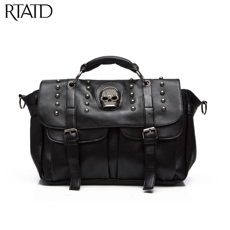 Women Messenger Bags Motorcycle Punk Style Skull Rivet Tote Fashion