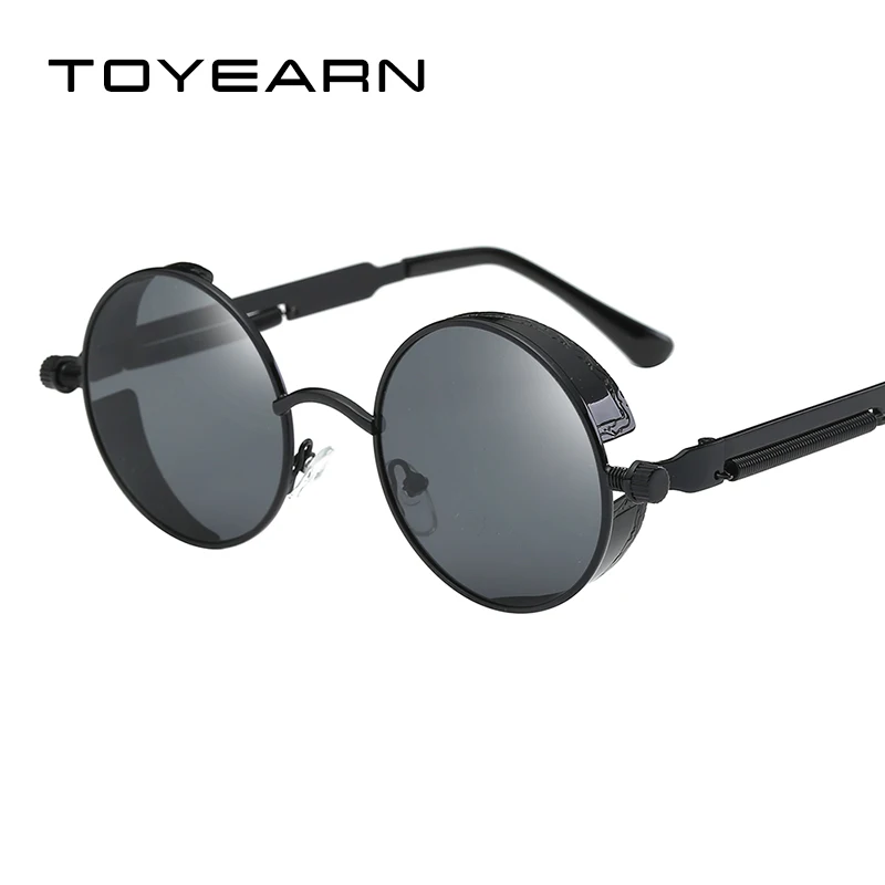 

TOYEARN Vintage Steampunk Sunglasses Men Brand Designer Gothic Round Sunglasses Women Male Retro Sun Glasses For Male UV400