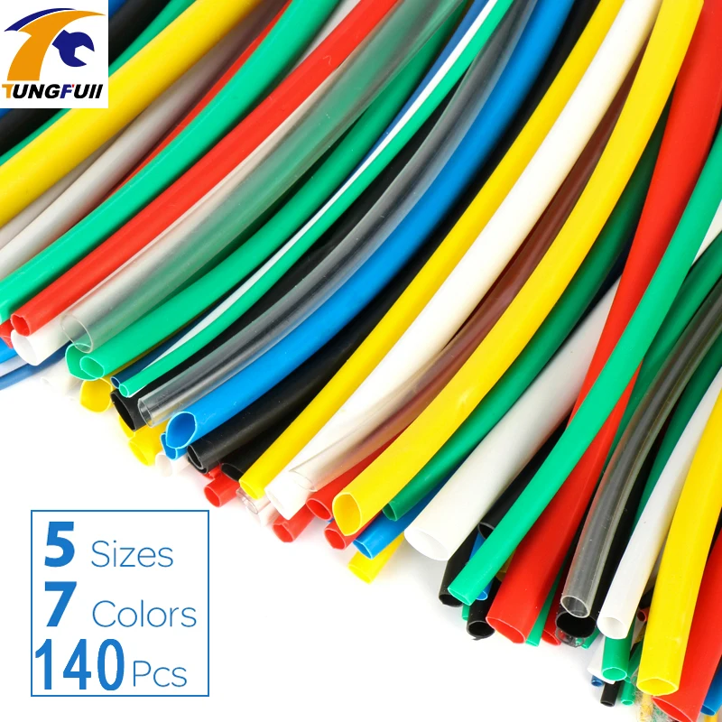 140 шт. термоусадочные трубки для автомобильных кабелей 7 цветов|cable sleeving kit|wire