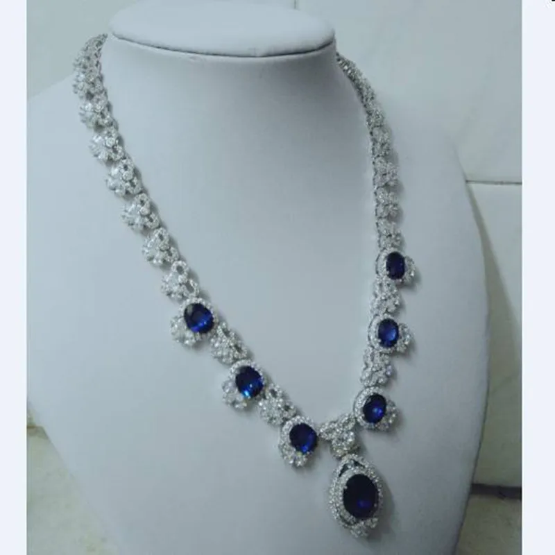 Collares Collier Qi Xuan_Fashion Jewerly_AAA голубой камень Necklaces_S925 твердый Серебряный шейный платок производитель прямые продажи