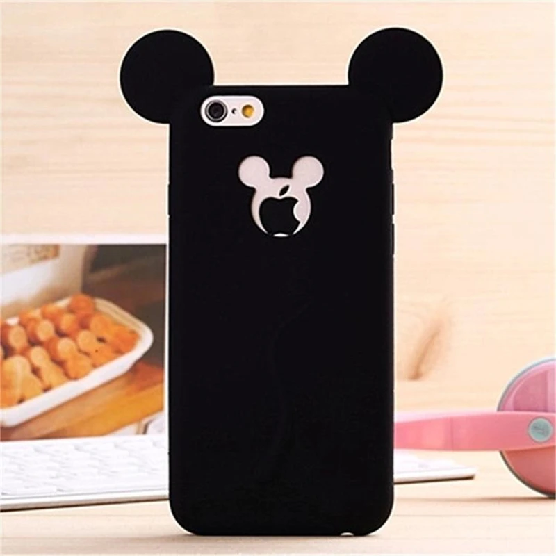 

3D Soft Mickey Mouse Ear Silicone Cartoon Cute Candy Colors Colorful Phone Case Cover for iphone 6 6S 4.7Inch Free Shipping P50