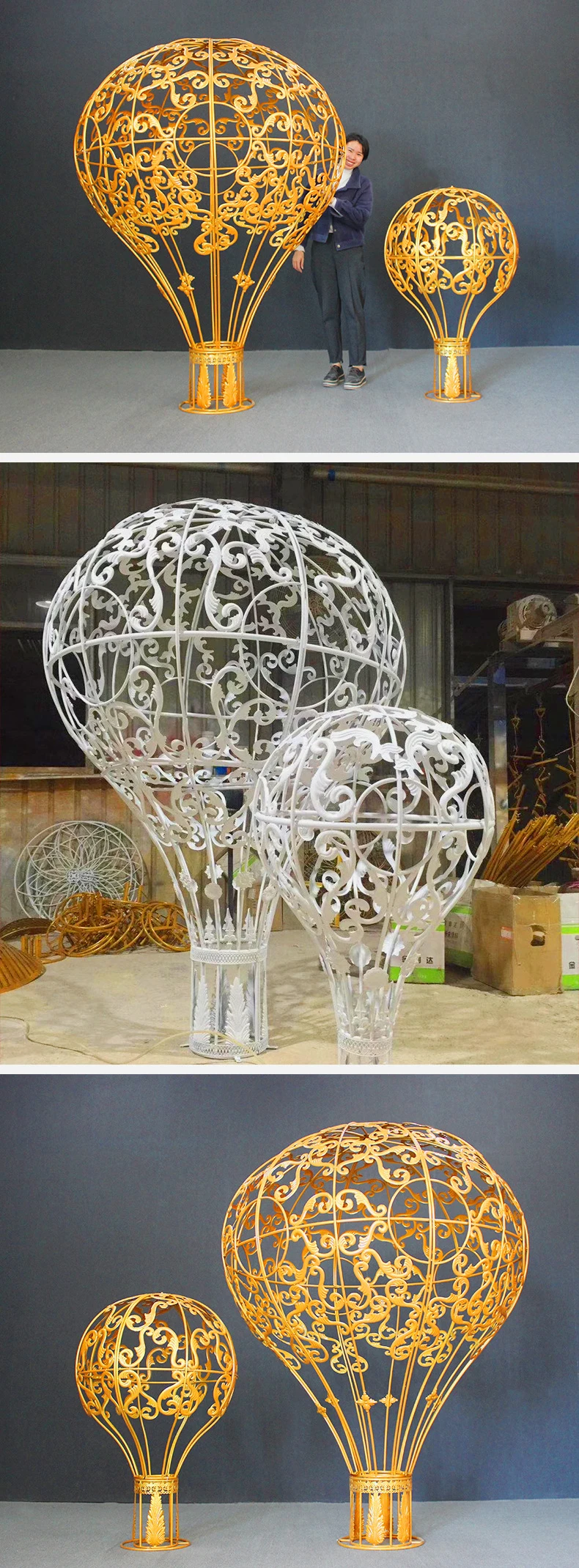 JAROWN Iron Hot Air Balloon Romantic Wedding Sky Pendant Ornament Stage Decorations Home Party Decoration (11)
