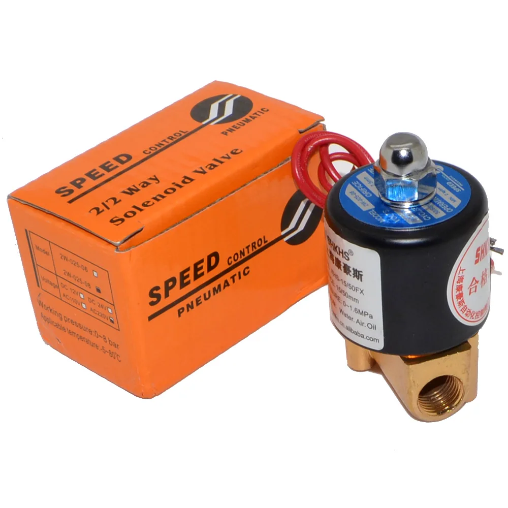 

New 1/4" Two Way 2 Position Pneumatic Solenoid Valve AC 220V 2W-025-08 Magnetic Valve Free Shipping with Track Number 12000619