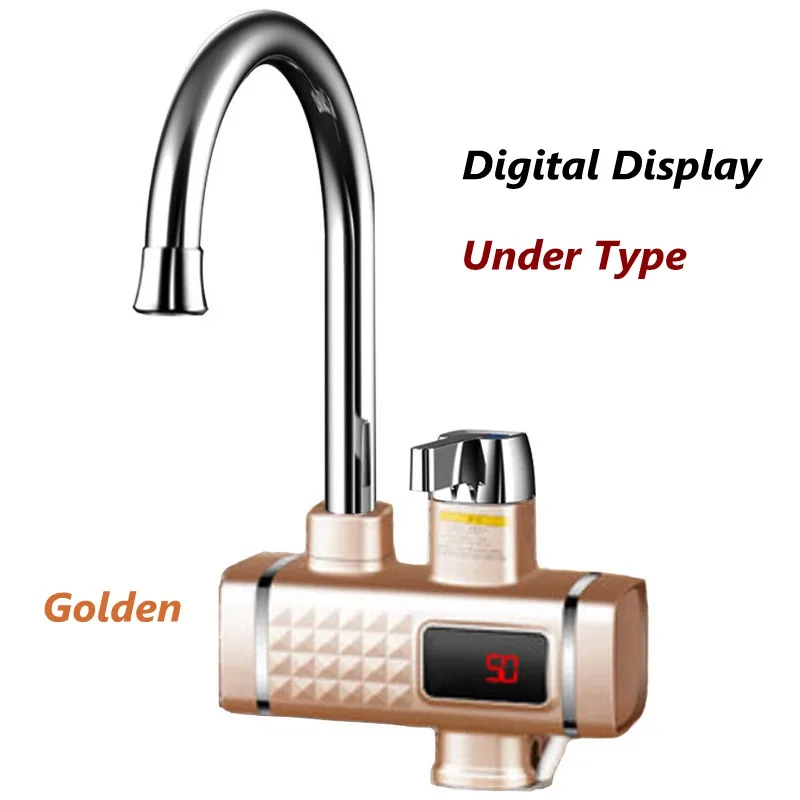 DMWD 3000 Вт мгновенный Электрический водонагреватель с дисплеем температуры, электрический водонагреватель без резервуара для горячей воды, для ванной, кухни, 220 В, ЕС - Цвет: XJS-SX-Golden