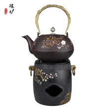 900 мл Япония чугунные Чай горшок с печь чугуна, без покрытия чугуна горшок с сиденье японский кунг-фу Чай комплект