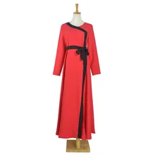 2016 muslim women long dress islamic djellaba casual red abaya plus size caftan long dress turkish dubai belt clothing