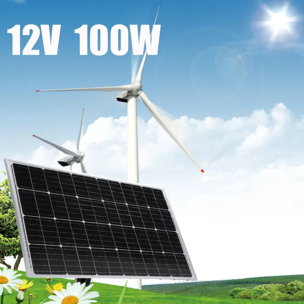 

Universal 12V 100W Resistant Aluminum Frame Standard Monocrystalline Solar Panel Outdoor Solar Charging Device
