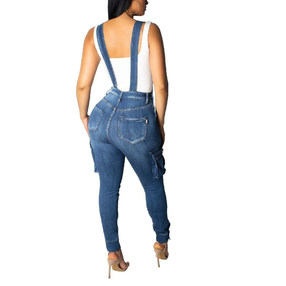 Women's Fashion High Waist Sexy Skinny Casual Strap Pants with Pocket Slim Denim Jumpsuits Romper Blue Overalls for Women S-2XL Women's Fashion High Waist Sexy Skinny Casual Strap Pants with Pocket Slim Denim Jumpsuits Romper Blue Overalls for Women S-2XL