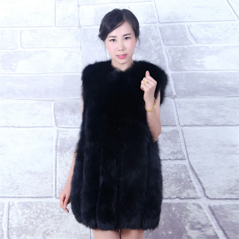 

Winter female fur vest leather pure fox fur car in the long vest
