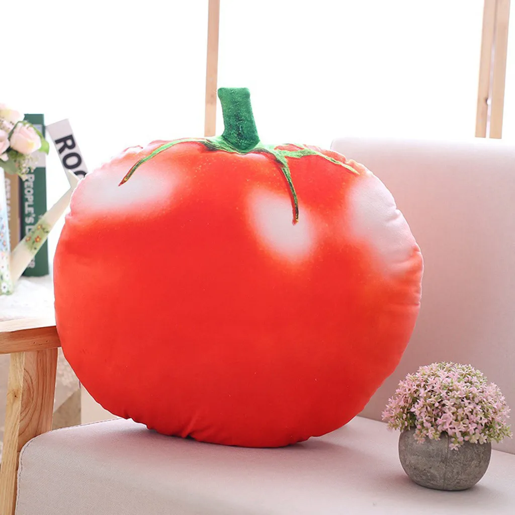 

2019 New Design Tomato Pillow Simulation Vegetable Fruit Pillow Cushion Food Doll Plush Toy Cartoon Pattern Backrest Cushion