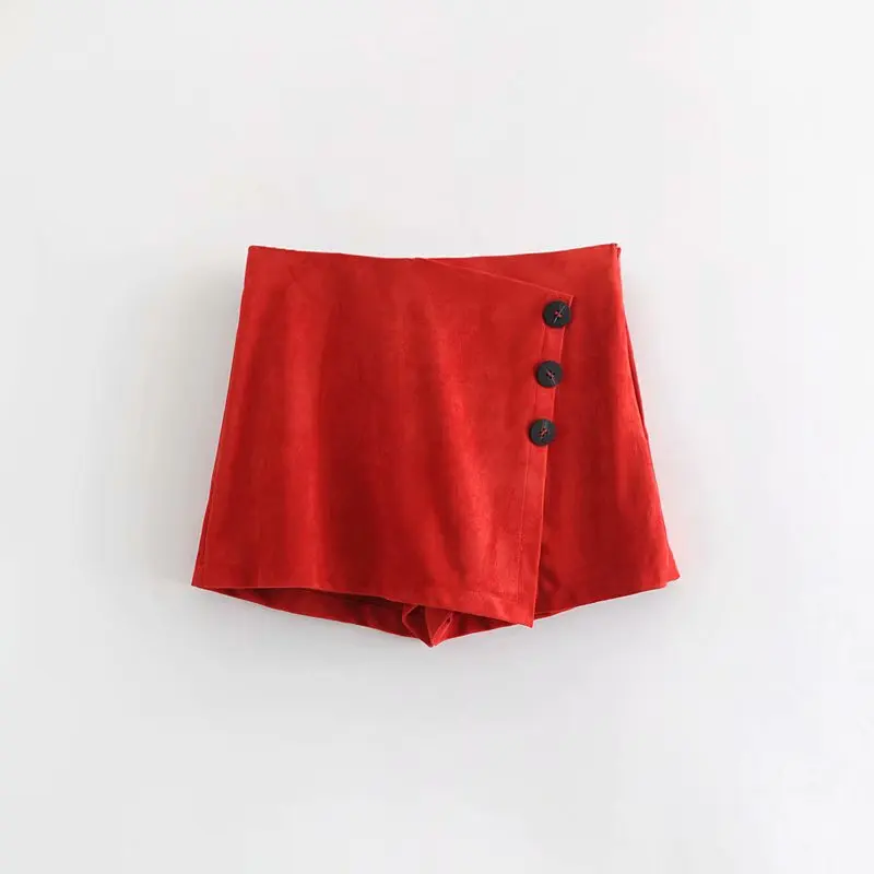 

2019 women fashion buttons decoration casual Bermuda Shorts ladies side zipper suede short pants pantalones cortos P233