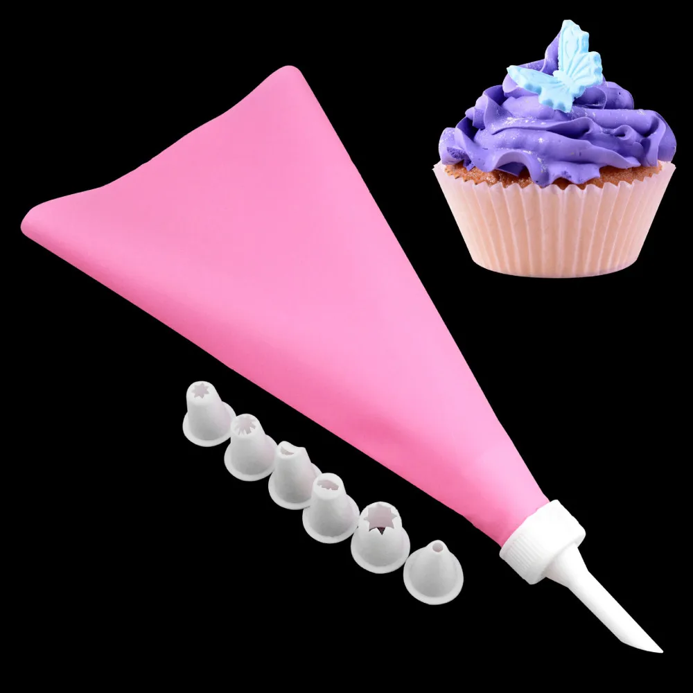 

9PC Plastic Cake Nozzle Piping Tips Pastry Nozzles with Pastry Bag DIY Icing Piping Cream Syringe Tips Baking Tools 5615