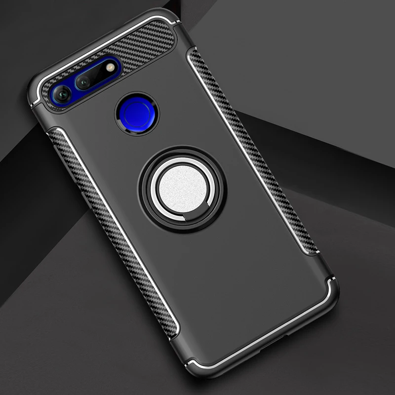 

Phone Case For Huawei Honor View 20 Case Silicone Hard PC Magnetic Ring Armor Smartphone Cover For Huawei HonorV20 PCT-L29 6.4