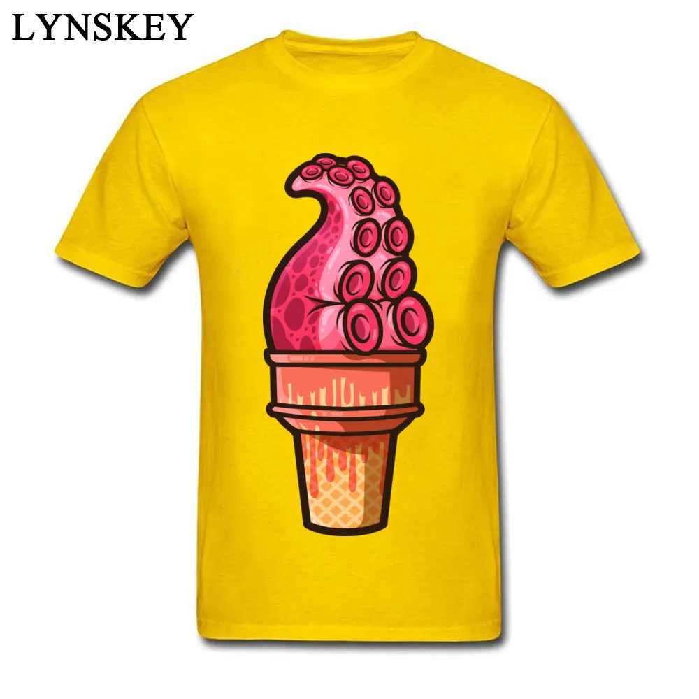Fashionable Printed On T Shirts Cotton Tentacle Treat (pink ink) O Neck Student Tops T Shirt Birthday Summer/Autumn Tee Shirt Tentacle Treat (pink ink) yellow