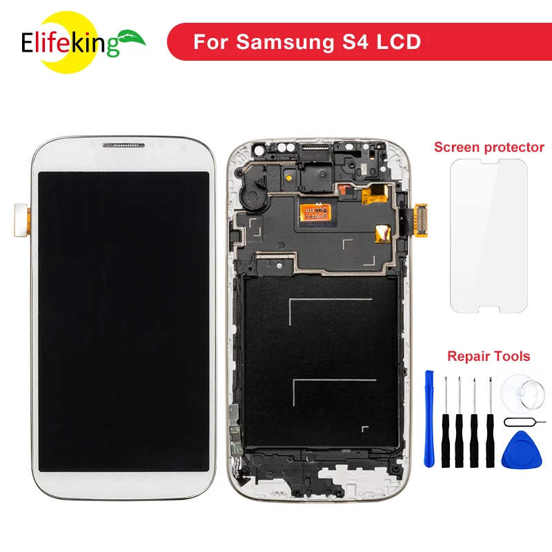 20 шт./лот S4 i9500 ЖК-дисплей для SAMSUNG Galaxy с рамкой GT-i9505 i9505 i9506 i9515 i337 сенсорный экран
