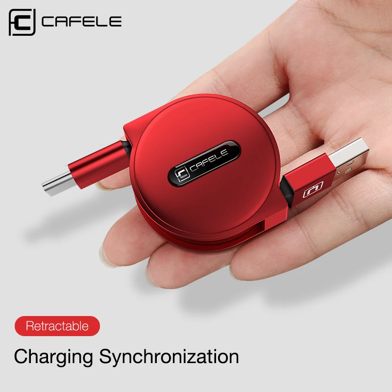 CAFELE Cable de carga tipo C para Huawei Honor 9 Xiao mi 6 mi 5S Samsung S8 Oneplus 5 mi ni USB carga del Cable retráctil