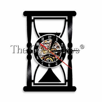 

1Piece Hourglass Shape Timing Wall Clock Vinyl LP Record Time Clock LED On Time Clock Vintage Timepiece For Children Gift