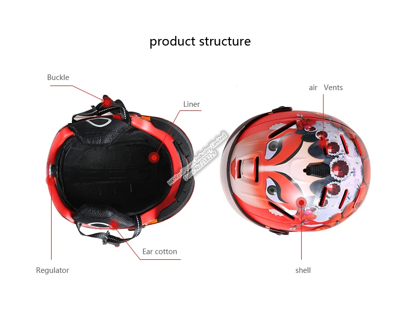 Esqui LUA Capacete com óculos de proteção