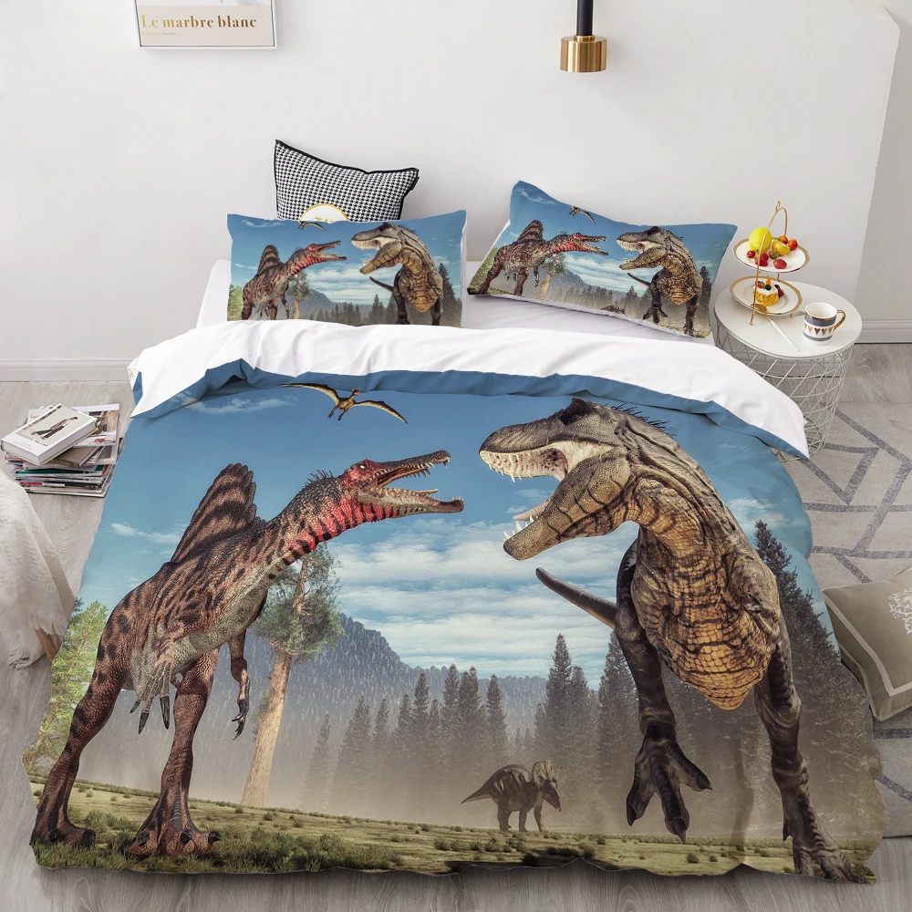 

3D Printing Bedding Set,Custom Kids Baby Children Duvet Cover Set,Cartoon Dinosaurs in Jurassic Park Bedclothes Drop Shipping