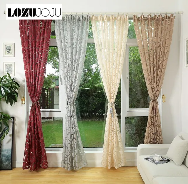 LOZUJOJU Moderne conception jacquard fenêtre tulle semi balckout ... LOZUJOJU Moderne conception jacquard fenêtre tulle semi balckout ...