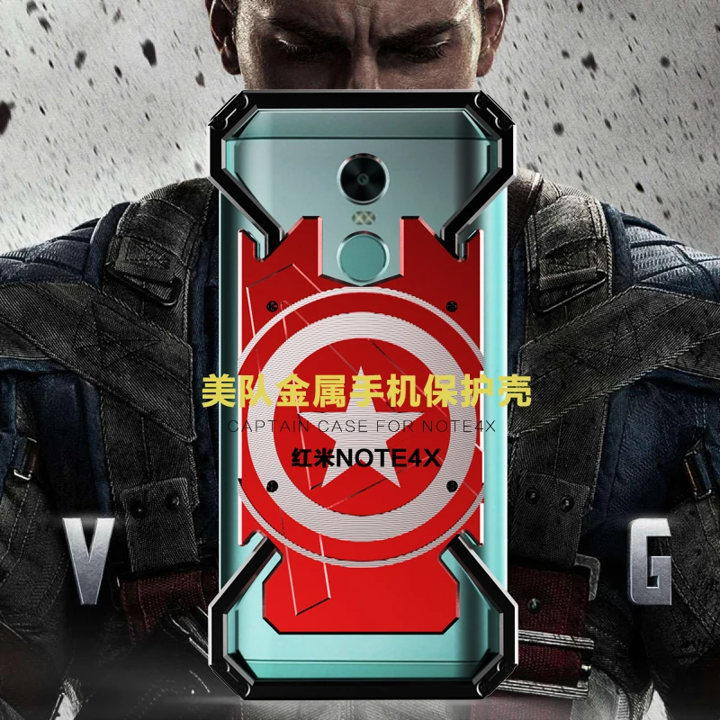 R-JUST cellphone cases For xiaomi Redmi Note 4X captain america armor Metal Heavy Duty Protection Mobile Phone case cover | Мобильные
