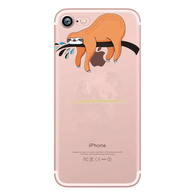 Прозрачный мультяшный чехол для iPhone 7 8 Plus силиконовый с изображением жирафа
