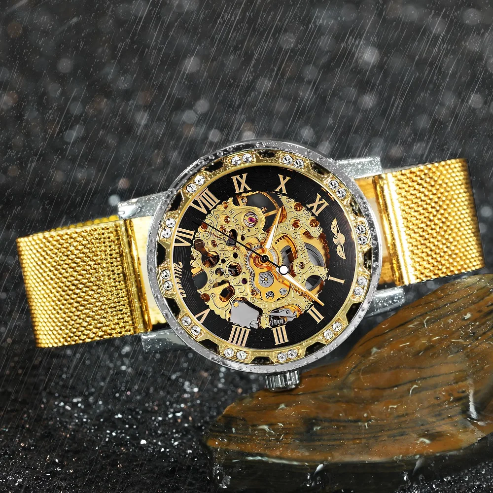 iced out skeleton watch
