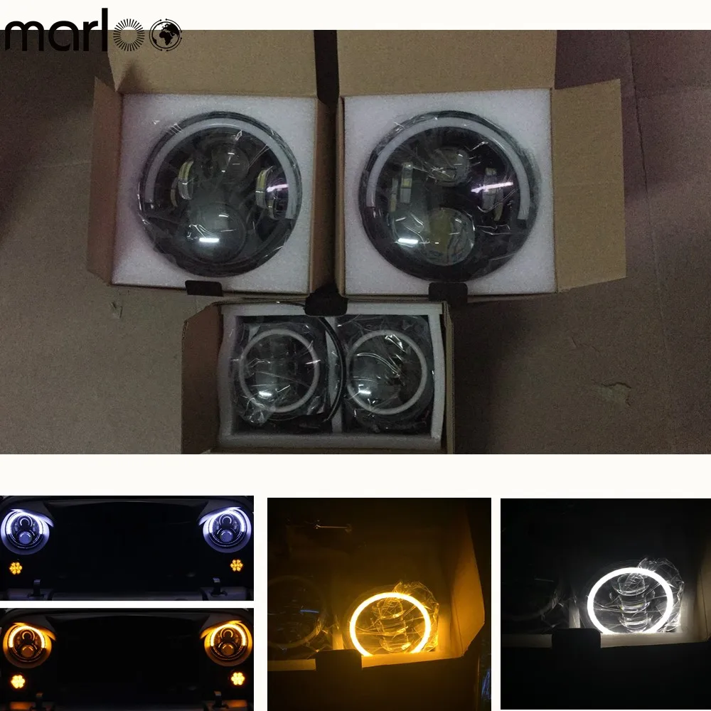 Marloo 4pcs Set 7 Inch Headlight DRL Signal Lights With 4&quot Halo Fog Lamp Combo For Jeep Wrangler Jk 2007- 2018 New | Автомобили и
