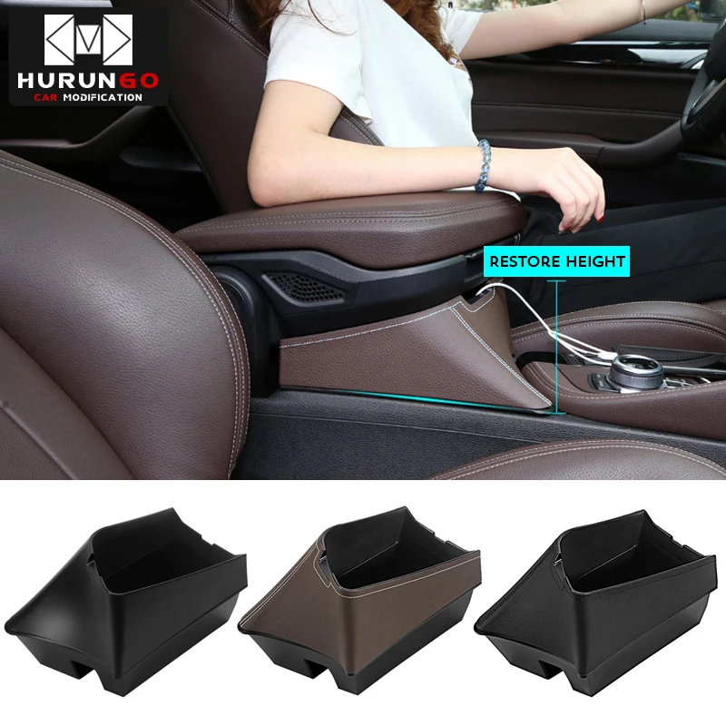 

For BMW X1 F48 2016 2017 LHD High ABS Plastic Black Armrest Box Central Console Storage Container Organizer Tray Phone Holder