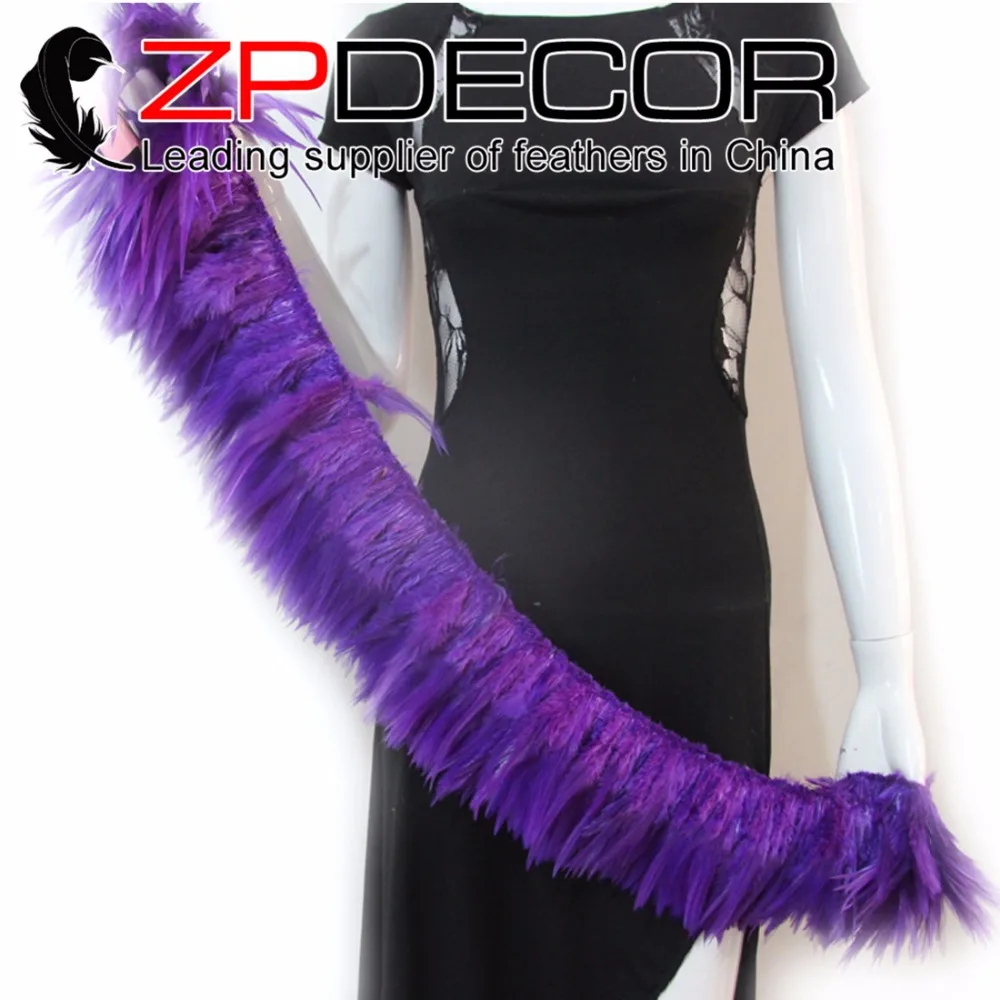 

New Arrival ZPDECOR 850pieces/bundle 4-6 Inch Decolor Rare PURPLE Strung Rooster Saddle Feathers for Carnival and Wedding Decor