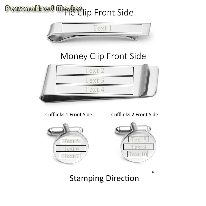 Персонализированные мастер на заказ выгравировать 4 шт. запонки галстук бар зажим для денег набор для мужские рубашки бизнес свадьба в подарочной коробке ювелирных изделий