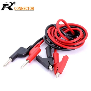 

2pcs Test Line Silicone Banana Plug to Crocodile Alligator Clip Test Probe Lead Wire Cable Copper for electrical laboratory