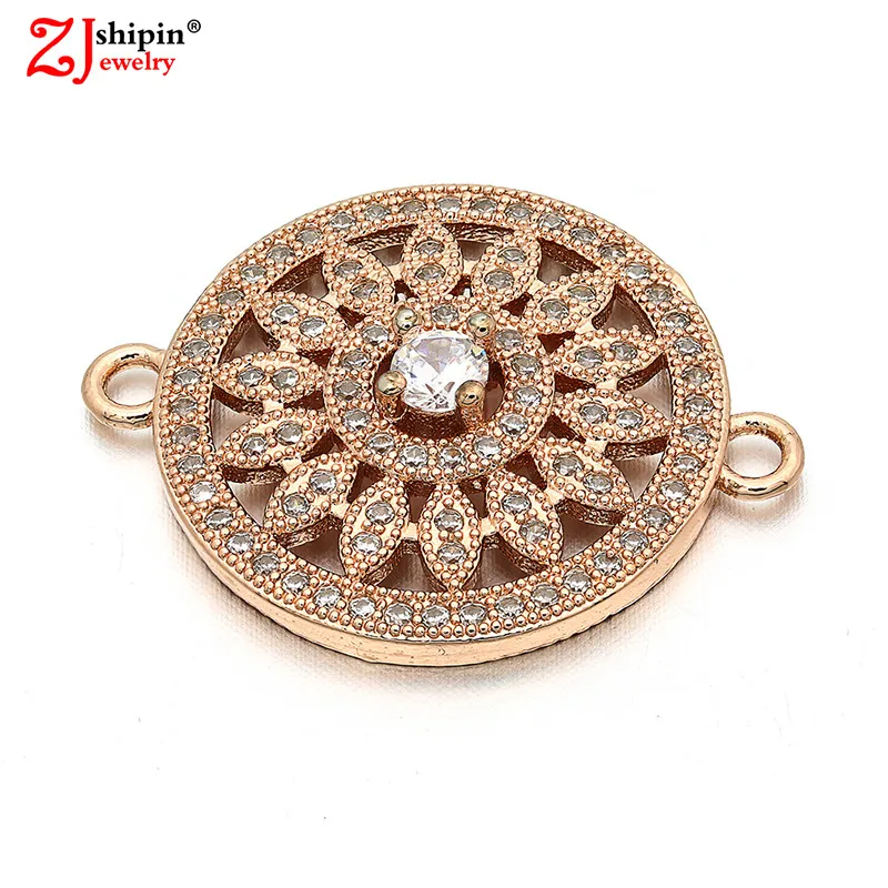 

2018 new micro inlaid zircon CZ sunflower flower shape jewelry connector suitable for DIY beaded stone pearl bracelet production