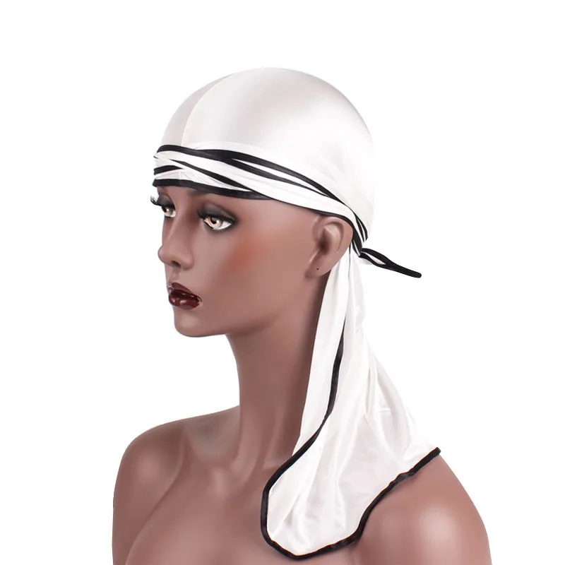 

New Fashion Men's Satin Durags Bandanna Turban Wigs Men Silky Doo Durag Biker Headwear Headband Pirate Hat Hair Accessories
