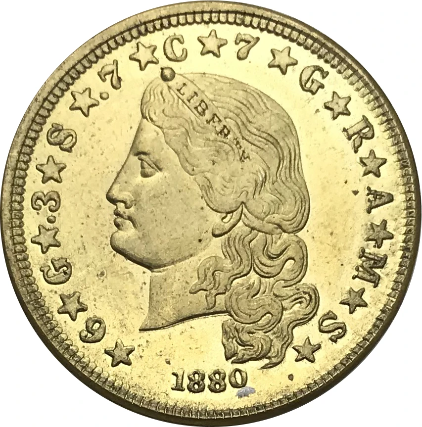 UNITED STATES OF AMERICA E PLURIBUS UNUM 1880 One Stella 4 Dollars Gold