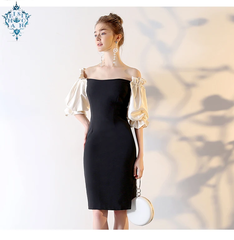 

Ameision Spring Summer Women Elegant Short Bodycon Dress Ladies Formal Sexy Slash Neck Personality puff sleeve party Dresses