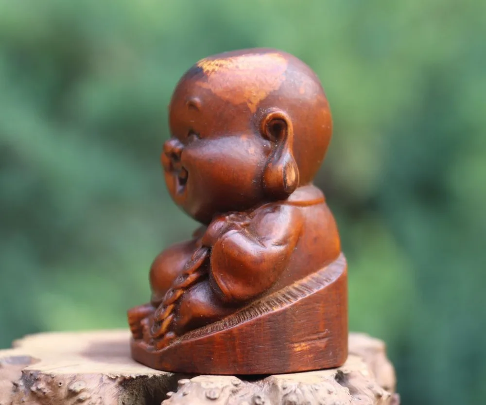 7 см China Boxwood Sack искусственное богатство|Статуи и скульптуры| |