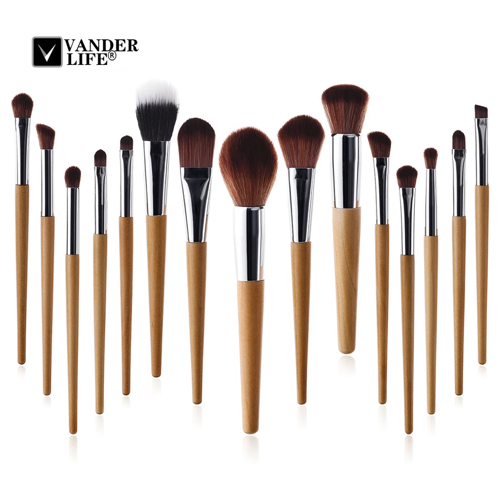 Wooden 10 Pcs Makeup Brushes Professional Soft Cosmetics Make Up Brush