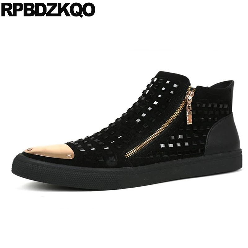 Italien Elevator Métal Skate Printemps Chaussures 1 Boucles Hiver black 2 Rivet Nouveau Hop Black black Elevator Noir Top black Casual High Sneakers Zipper Hip 1 Ascenseur Formateurs 2 Hommes Italie DEH2W9I