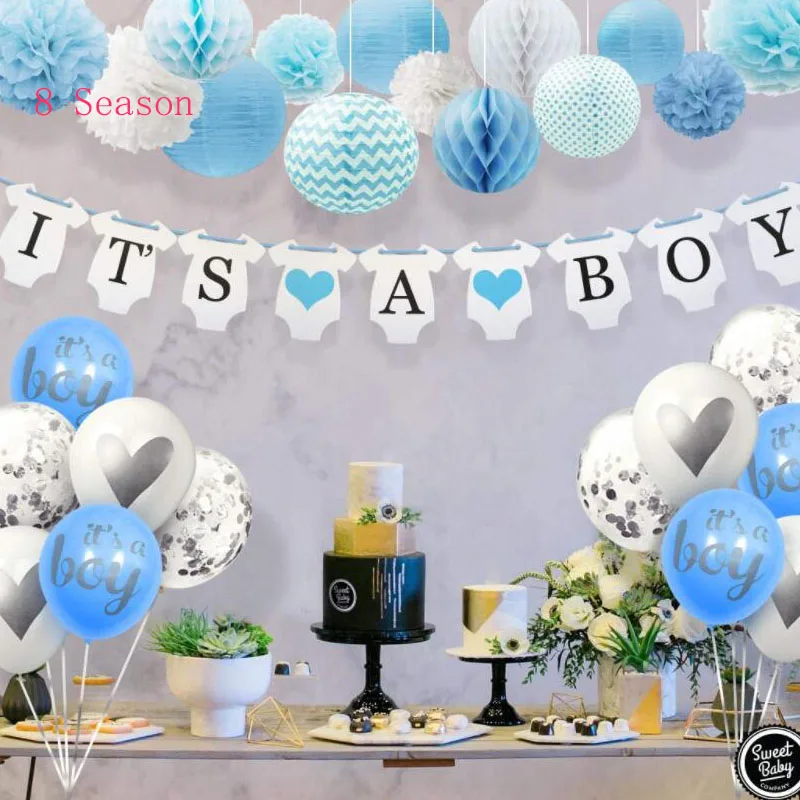 

8Season Baby Shower Paper Banner Its a Girl Boy Bunting Garland Babyshower Blue Pink Decorations Party Supplies Gender Reveal