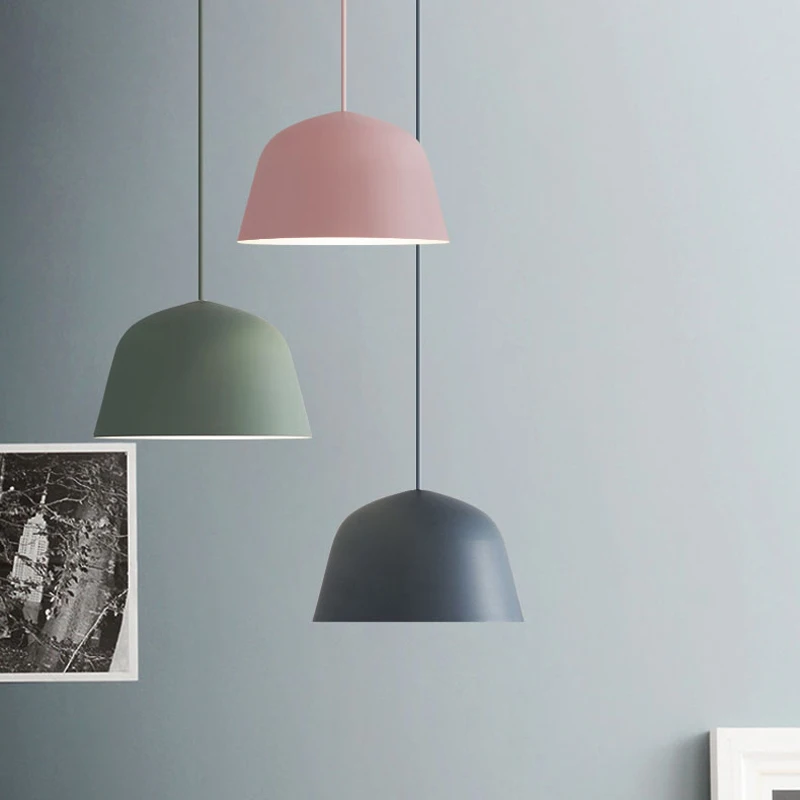 

2017 NEW Lighting Modern Pendant Light Black White Pink Green Blue Grey Pendant Light Bar Restaurant Living Room Lighting