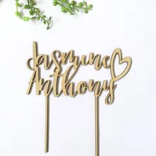 Деревянный свадебный торт в стиле "рустик" Топпер персонализированные Жених невесты имя торт Топпер на заказ свадебные подарки страна Свадебные украшения