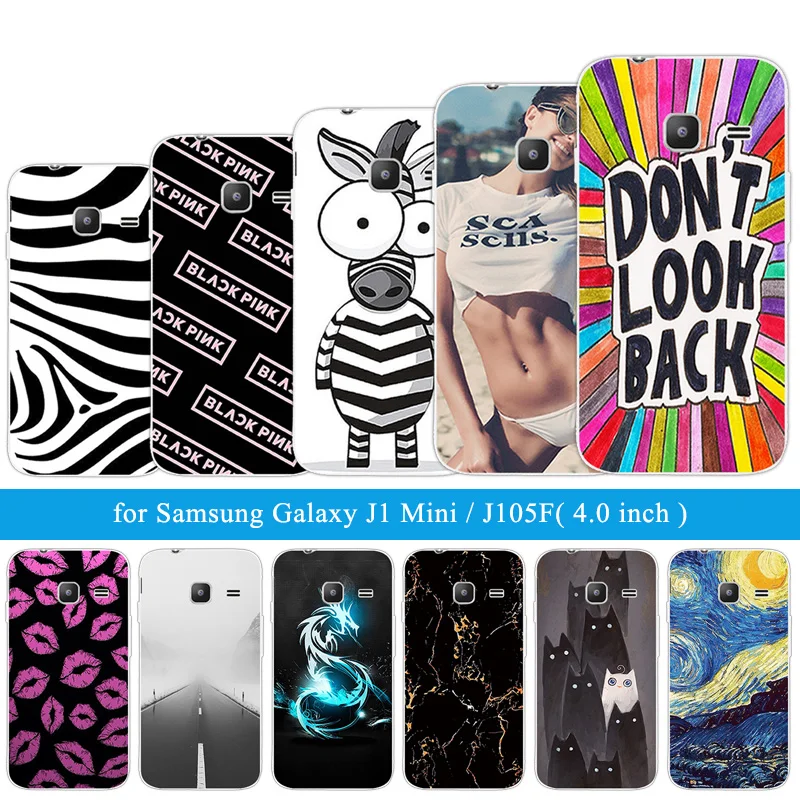 

4.0'' for Samsung Galaxy J1 Mini 2016 J105F J105H Back Black Matte Zebra Cover Shell For Samsung J1mini Phone Cases Fundas