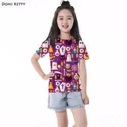 Доми Кетти Детские футболки с принтом Череп Призрак конфеты девушки с коротким рукавом для мальчиков футболка Хэллоуин вечерние детские