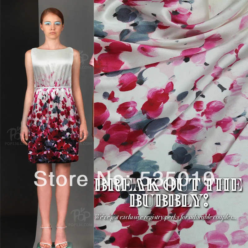 Heavy silk clothes mulberry silk fabric wide width silk print fabrics