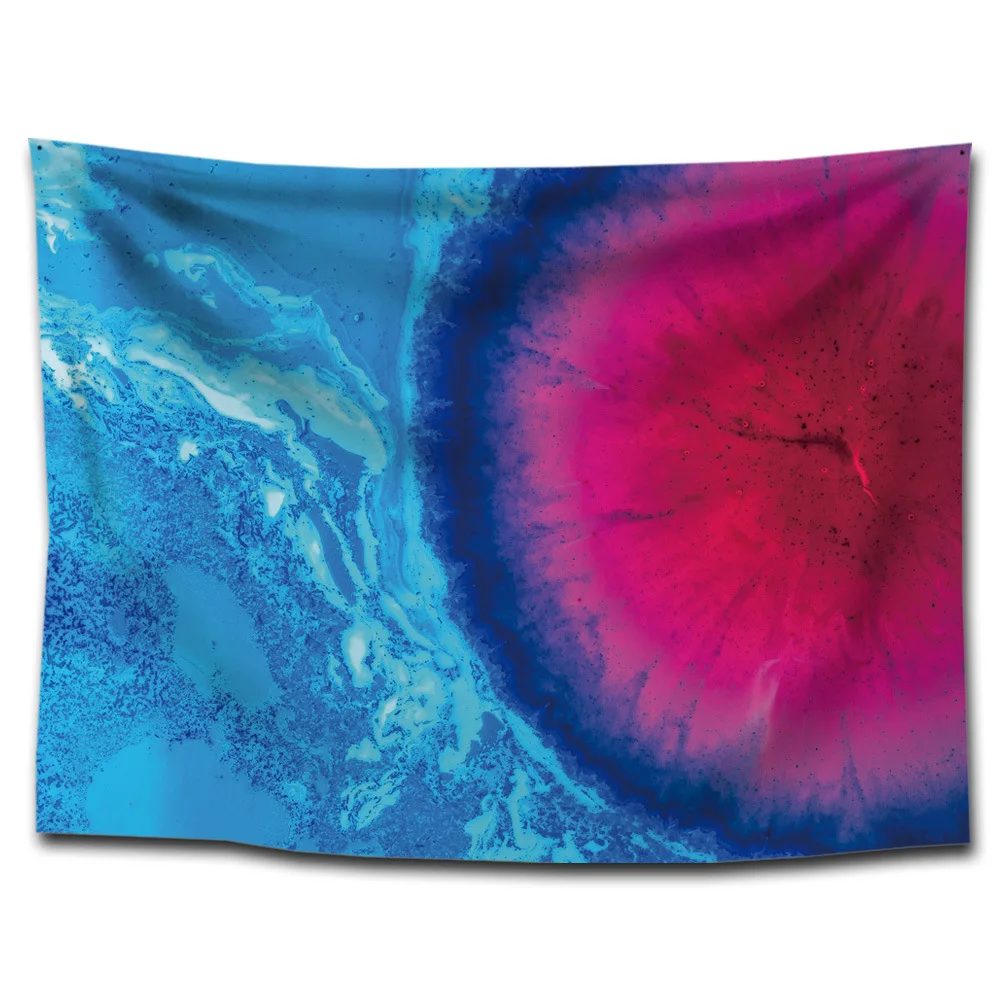 Cilected Geometric Tapestry Wall Hanging Polyester Fabric Blue Wall Art Tapestries Psychedelic