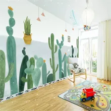 Cactus hand-painted minimalist TV background wall professional production mural wallpaper wholesale custom poster photo wall Cactus hand-painted minimalist TV background wall professional production mural wallpaper wholesale custom poster photo wall